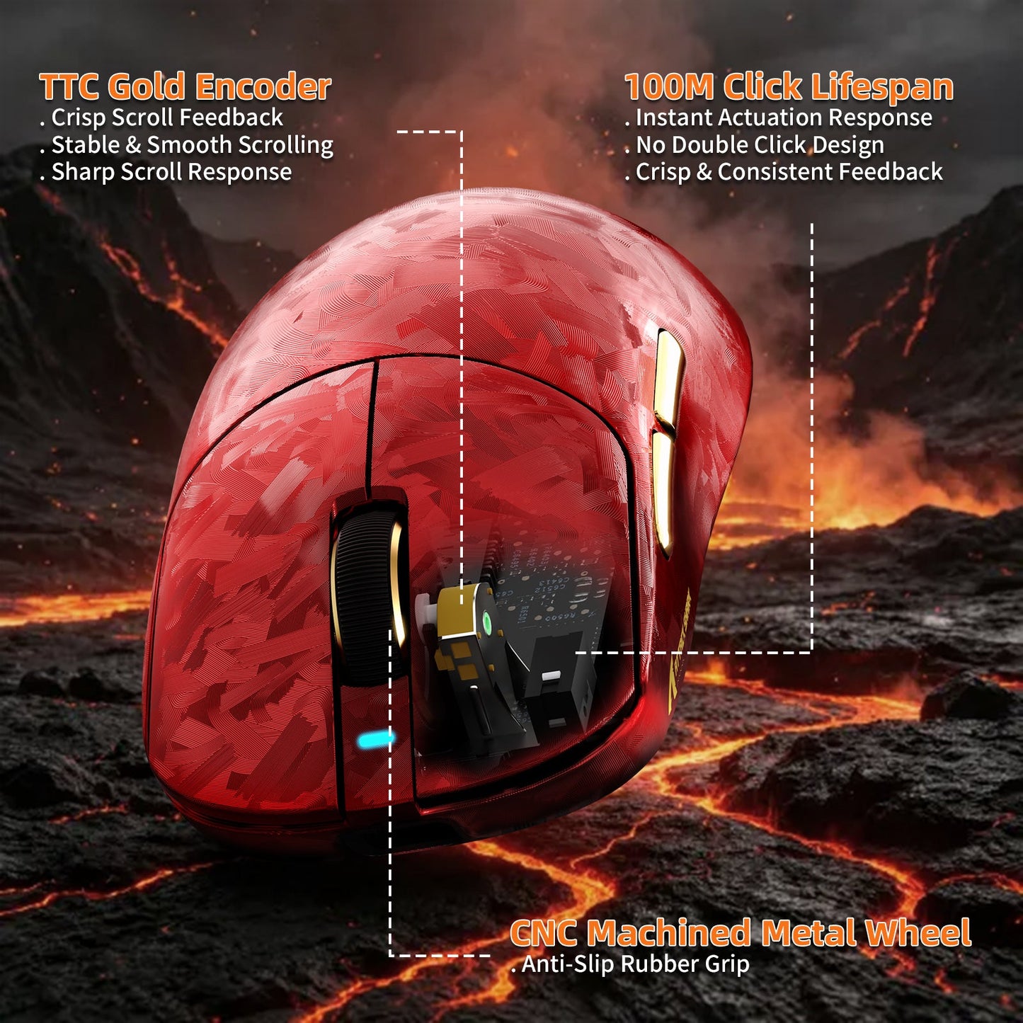 ATTACK SHARK RS3 ULTRA Carbon Fiber Wireless PAW3955MAX Gaming Mouse with C06 Ultra LED Cable
