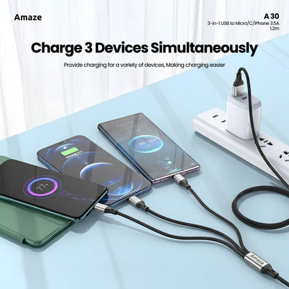 3-in-1 USB to Micro/C/iPhone 3.5A 1.2m  | A30