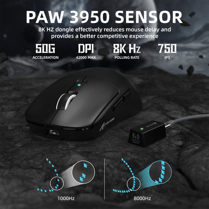 ATTACK SHARK R6 LIGHTSPEED Wireless Gaming Mouse with C06 Mouse Coiled Cable