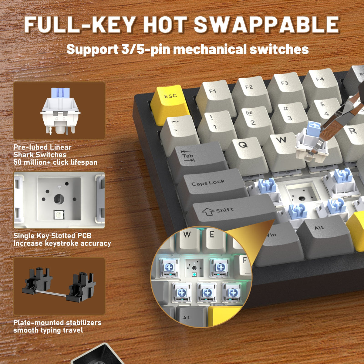 ATTACK SHARK X820ULTRA Mechanical Keyboard with C01ULTRA Coiled Cable
