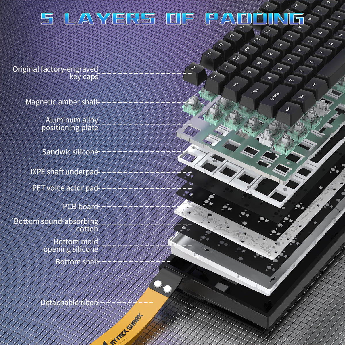 ATTACK SHARK R82 HE Wired 75% Gaming Keyboard  with C01ULTRA LED Cable