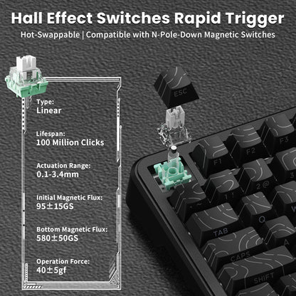 ATTACK SHARK X82PRO HE Magnetic Keyboard With C01Ultra RGB Coiled Cable