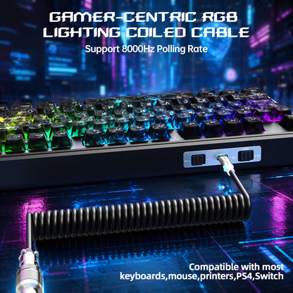 ATTACK SHARK X87 ULTRA Wireless Gaming Keyboard with 8KHz Receiver and RGB Coiled Cable
