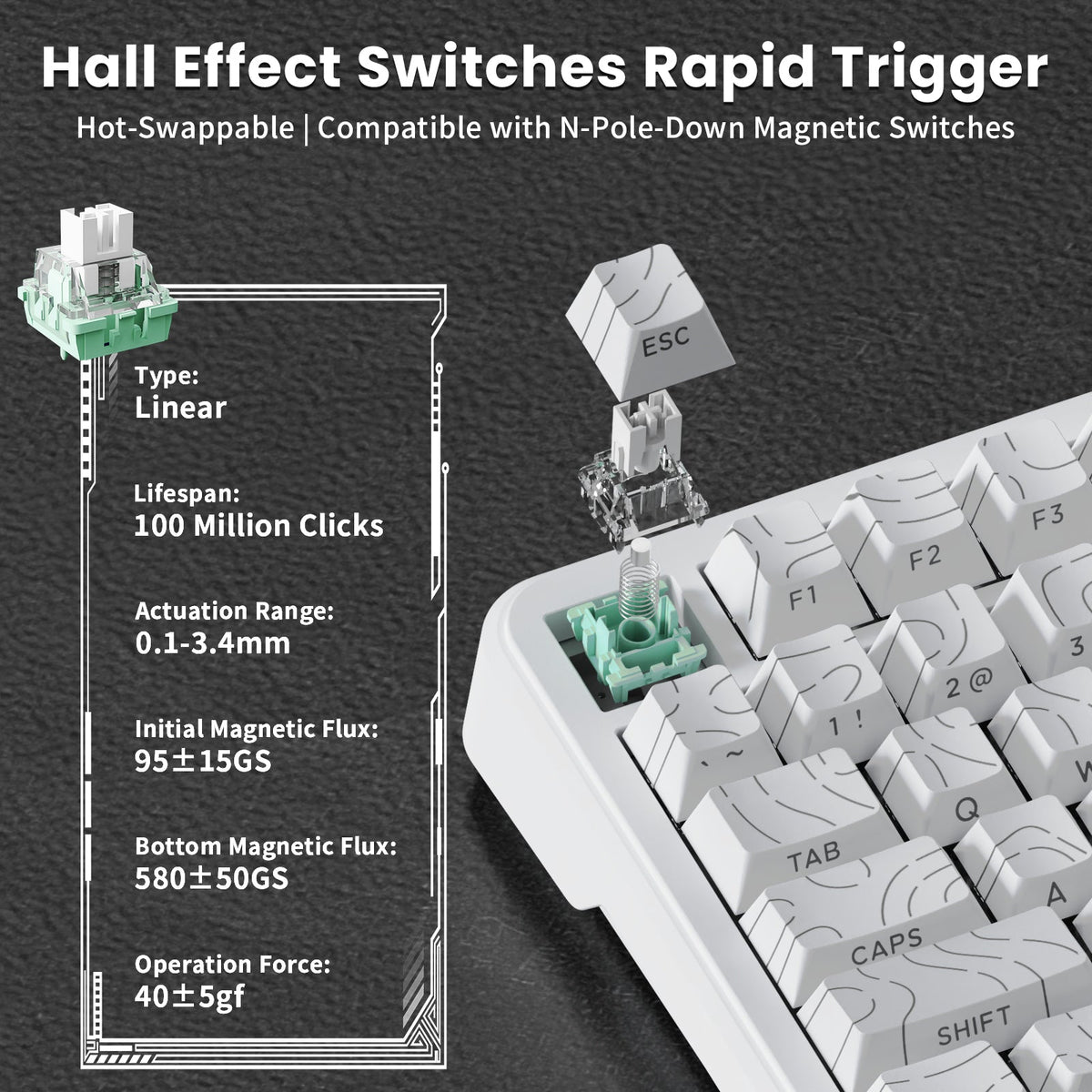 ATTACK SHARK X82PRO HE Magnetic Keyboard With C01Ultra RGB Coiled Cable