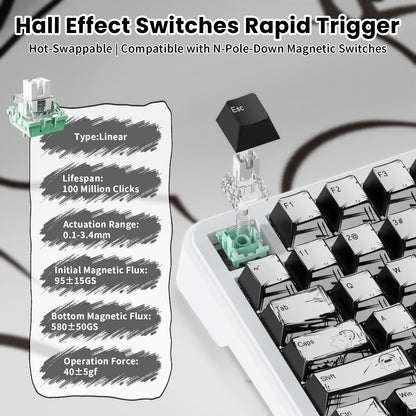 ATTACK SHARK X82PRO HE Magnetic Keyboard With C01Ultra RGB Coiled Cable