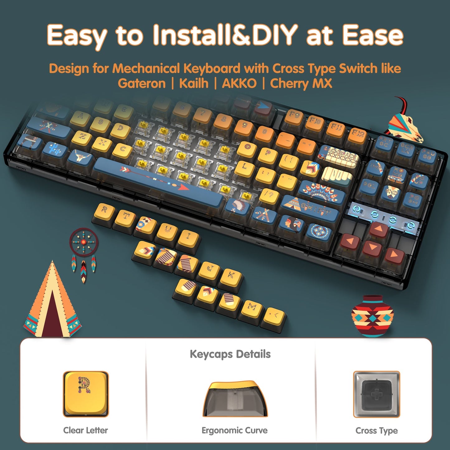 ATTACK SHARK 120 Keys PBT Dye-Sublimation Pudding Keycaps Set