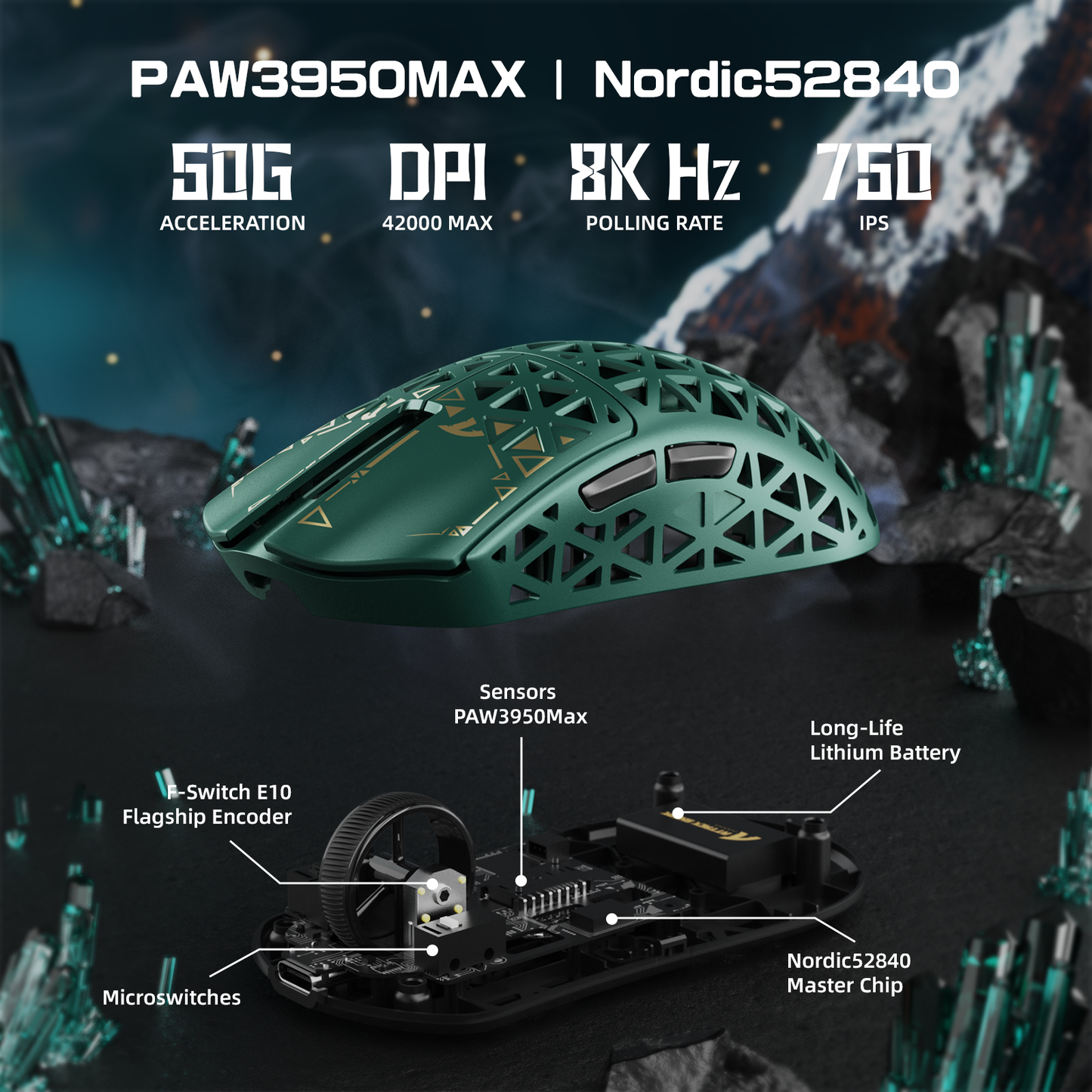 ATTACK SHARK R5 ULTRA Carbon Fiber Wireless 8K PAW3950MAX Gaming Mouse