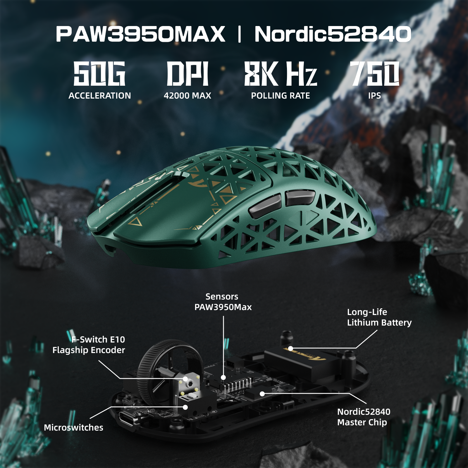 ATTACK SHARK R5 ULTRA Carbon Fiber Wireless 8K PAW3950MAX Gaming Mouse