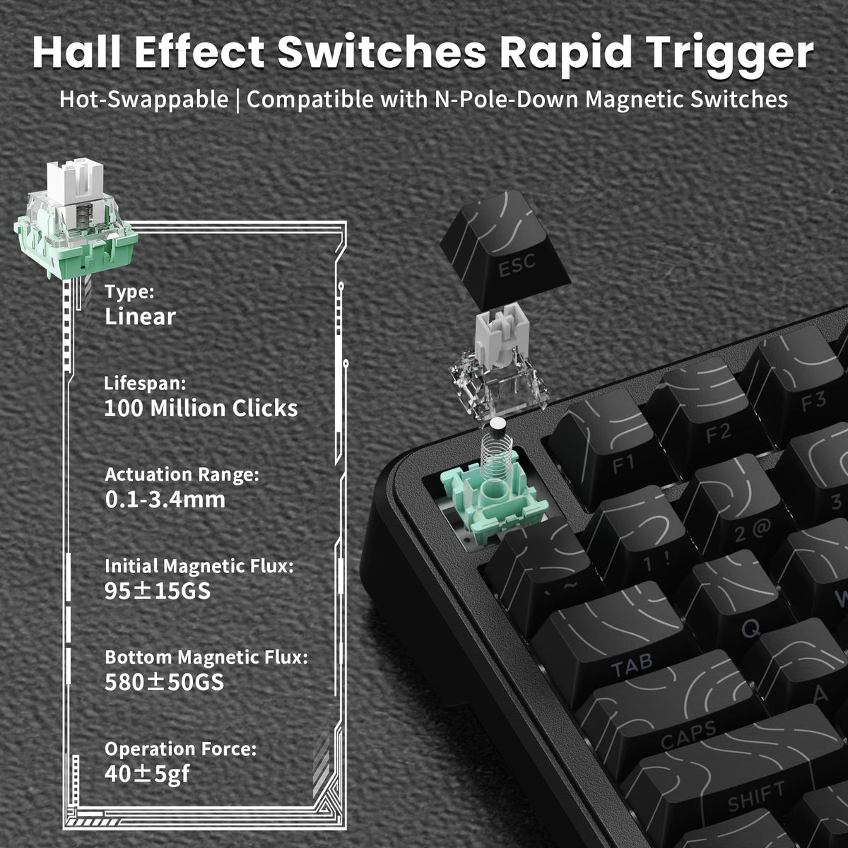 ATTACK SHARK X82PRO HE Magnetic Keyboard With C01Ultra RGB Coiled Cable
