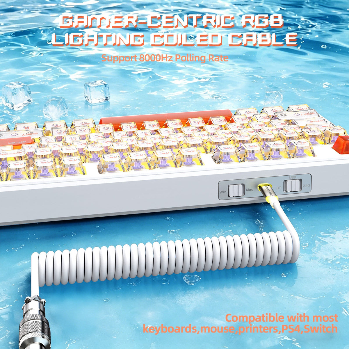 ATTACK SHARK X87 ULTRA Wireless Gaming Keyboard with 8KHz Receiver and RGB Coiled Cable