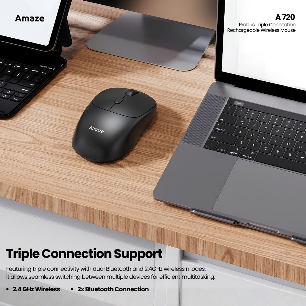 Probus Triple Connection Rechargeable Wireless Mouse   | A720