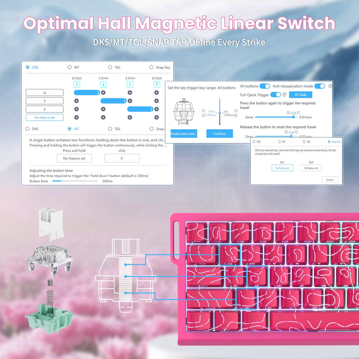 ATTACK SHARK X68 HE Rapid Trigger Keyboard Magnetic Switch with C01PRO Coiled Cable