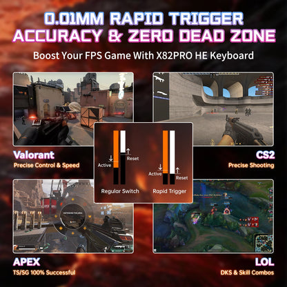 ATTACK SHARK X82PRO HE Wireless Rapid Trigger Gaming Keyboard Magnetic Switch