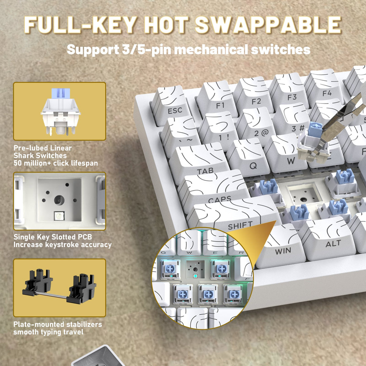 ATTACK SHARK X820ULTRA Mechanical Keyboard with C01ULTRA Coiled Cable