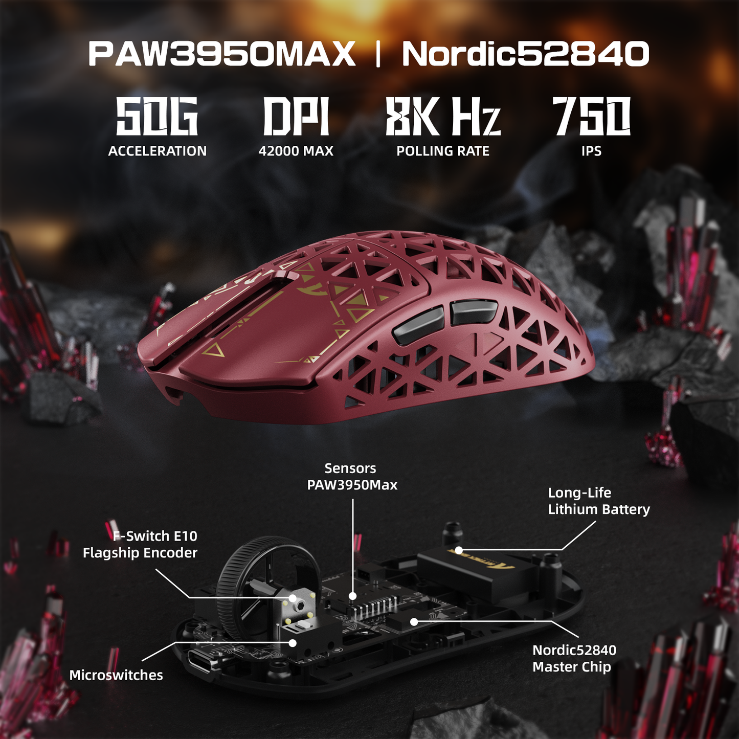 ATTACK SHARK R5 ULTRA Carbon Fiber Wireless 8K PAW3950MAX Gaming Mouse