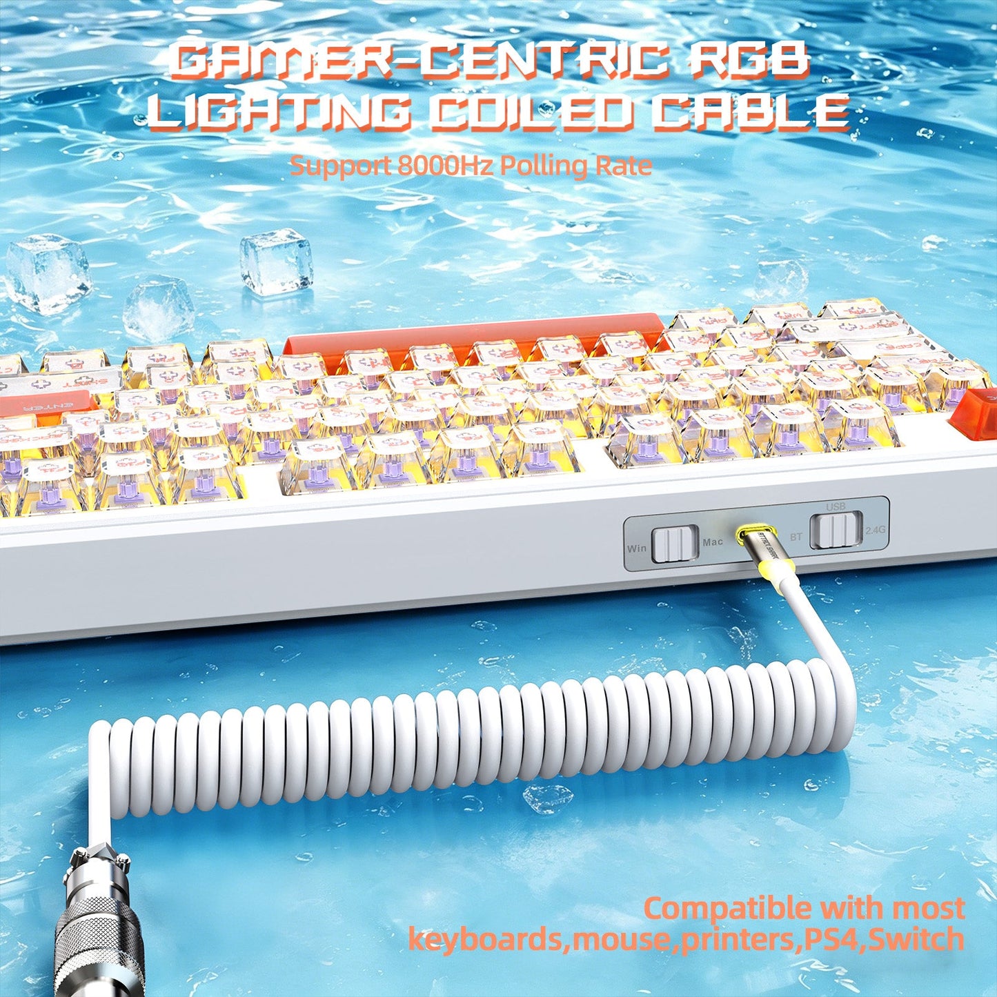 ATTACK SHARK X87 ULTRA Wireless Gaming Keyboard with 8KHz Receiver and RGB Coiled Cable