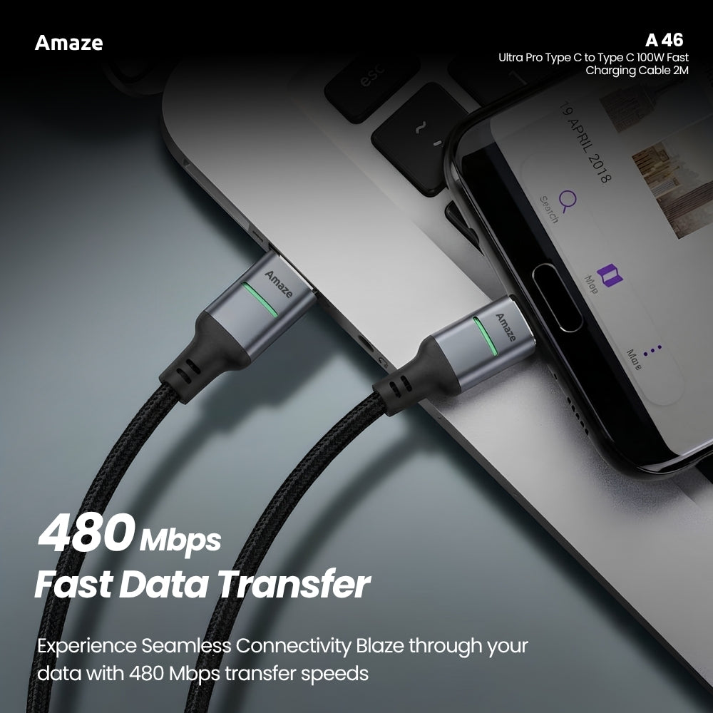 Ultra Pro Type C to Type C 100W Fast Charging Cable 2M – A46