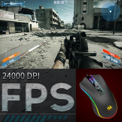 Redragon M711-FPS RGB COBRA Gaming Mouse with 16.8 Million, 24,000 DPI, (Black)
