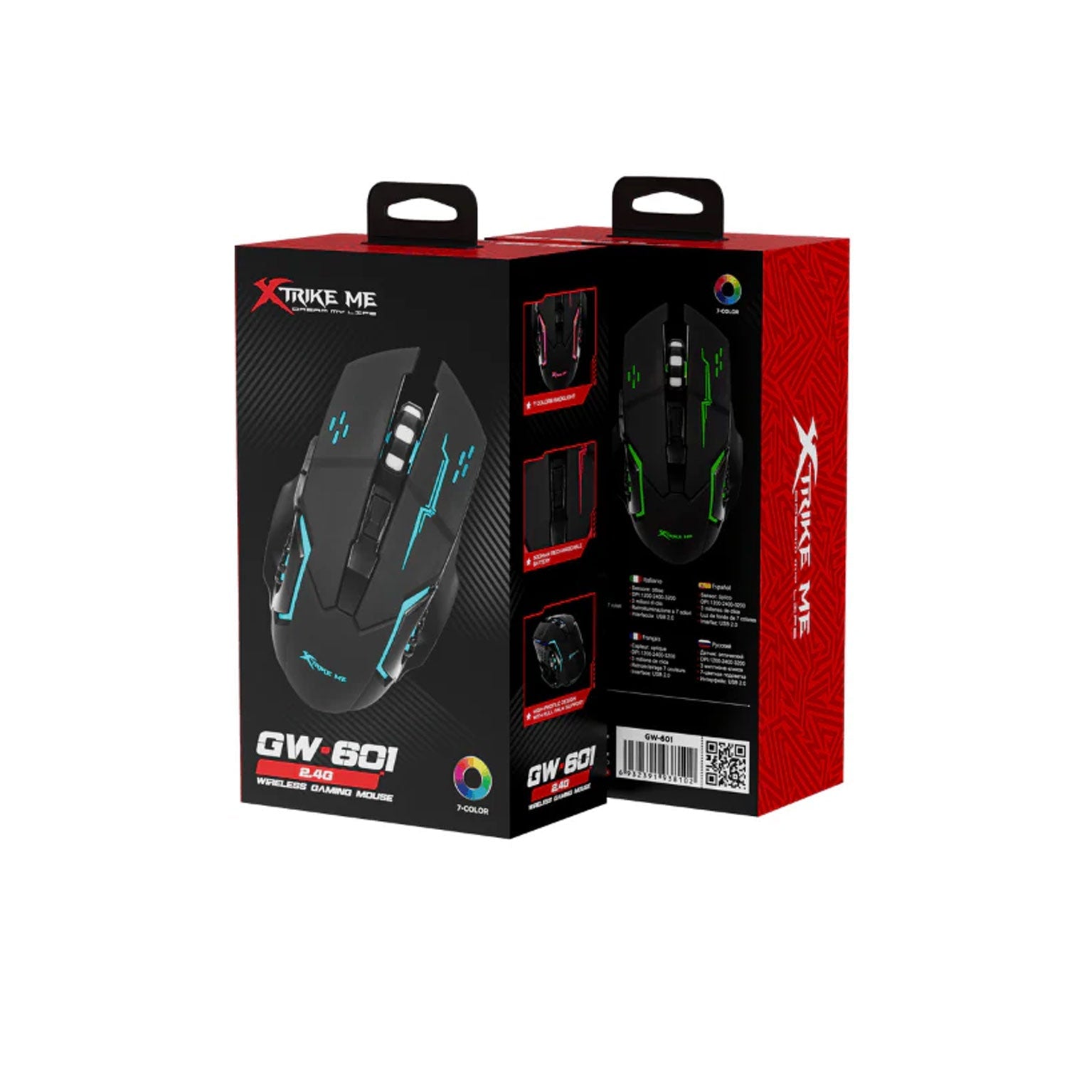 XTRIKE ME GW-601 3200 DPI Wireless RGB Gaming Mouse