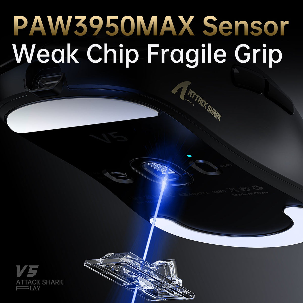ATTACK SHARK V5 Ultra-Light Tri-Mode Gaming Mouse