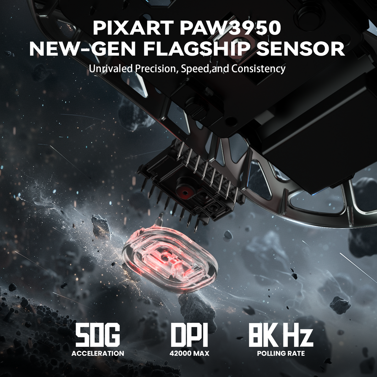 ATTACK SHARK R2 Magnesium Alloy PAW3950 Gaming Mouse 8K with Mouse Coiled Cable (Not Include the Charging Dock)