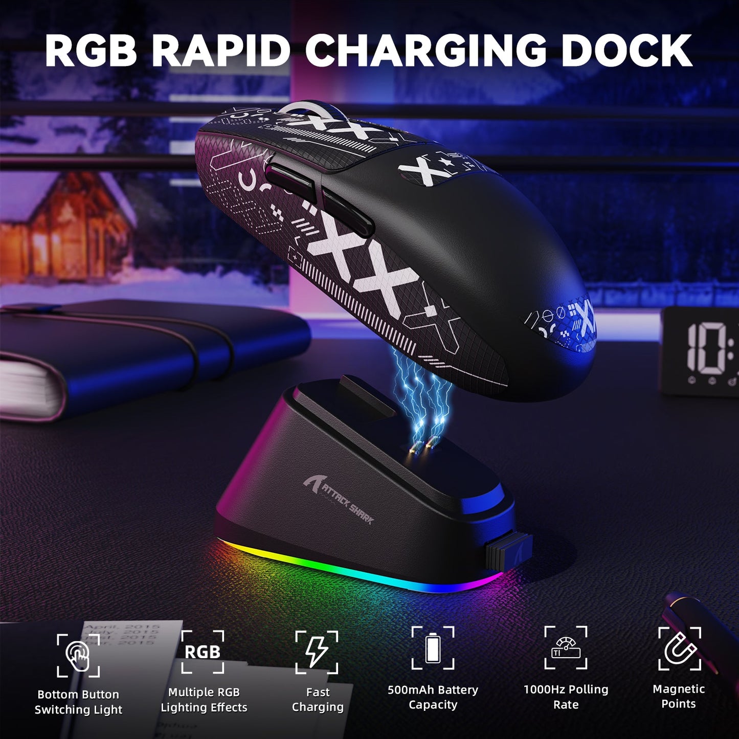 ATTACK SHARK G3 PRO Tri-mode Wireless Gaming Mouse with Charge Dock 25000 DPI Ultra Lightweight