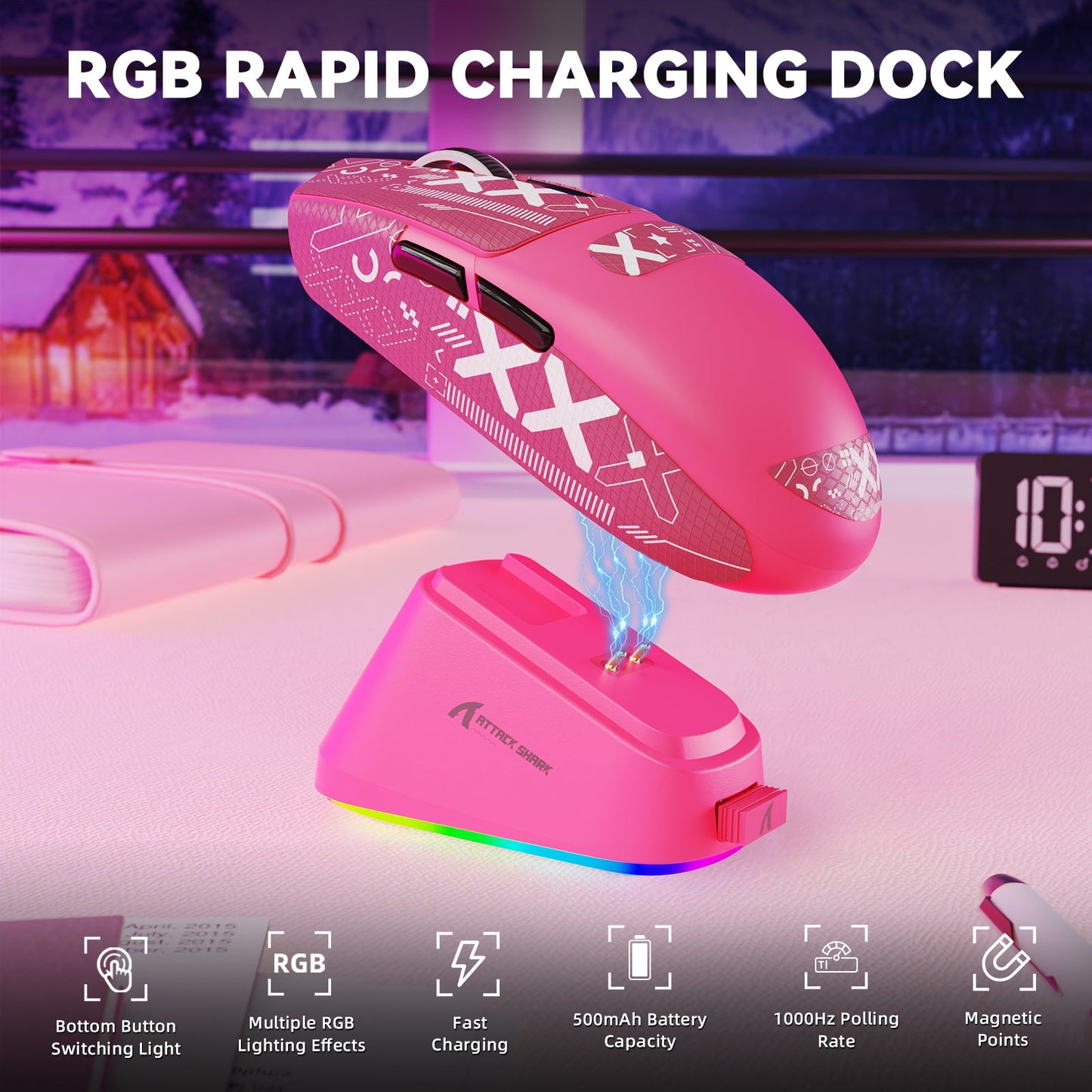 ATTACK SHARK G3 PRO Tri-mode Wireless Gaming Mouse with Charge Dock 25000 DPI Ultra Lightweight
