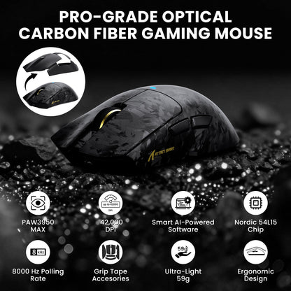 ATTACK SHARK R68 HE & X11 ULTRA Carbon Fiber Gaming Bundle With C01 ULTRA Coiled Cable