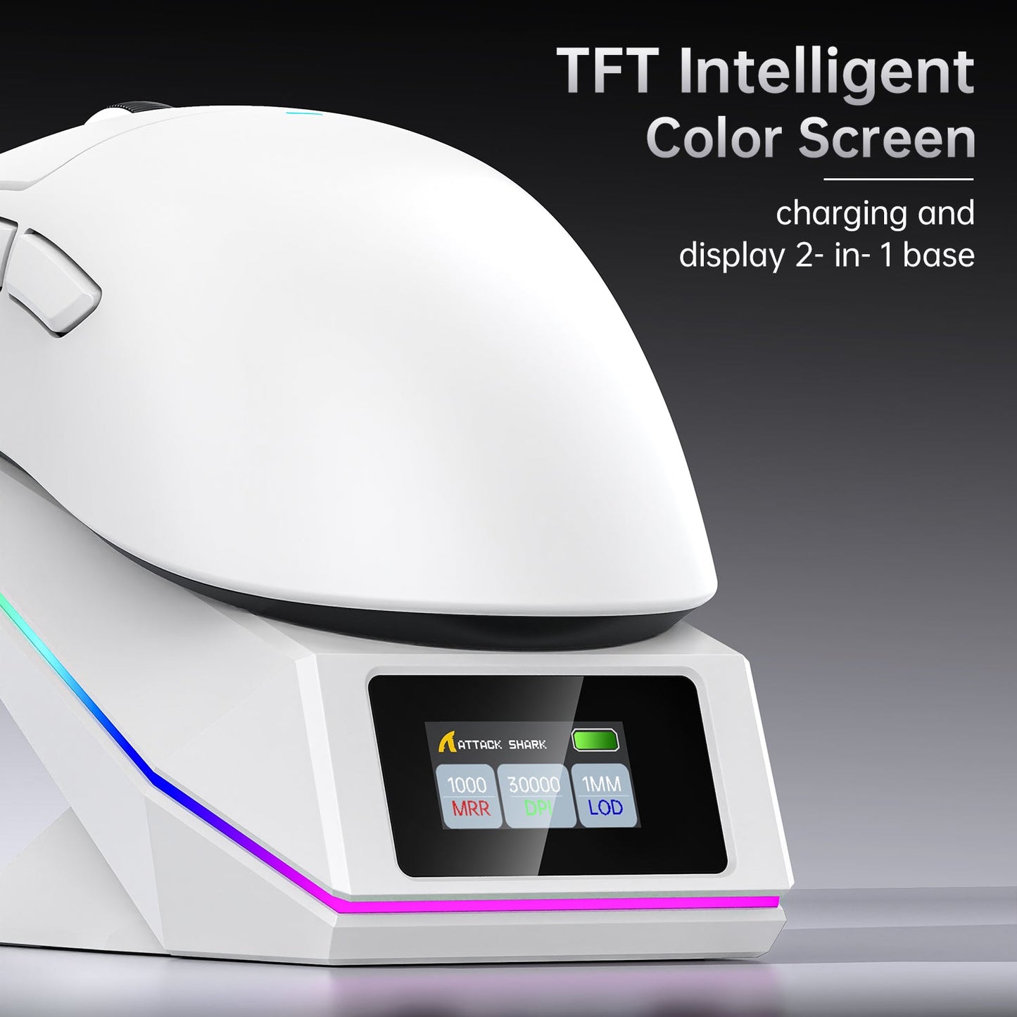 ATTACK SHARK X11 PRO V2 Wireless Gaming Mouse with TFT Display Charging Dock with C06 Coiled Cable