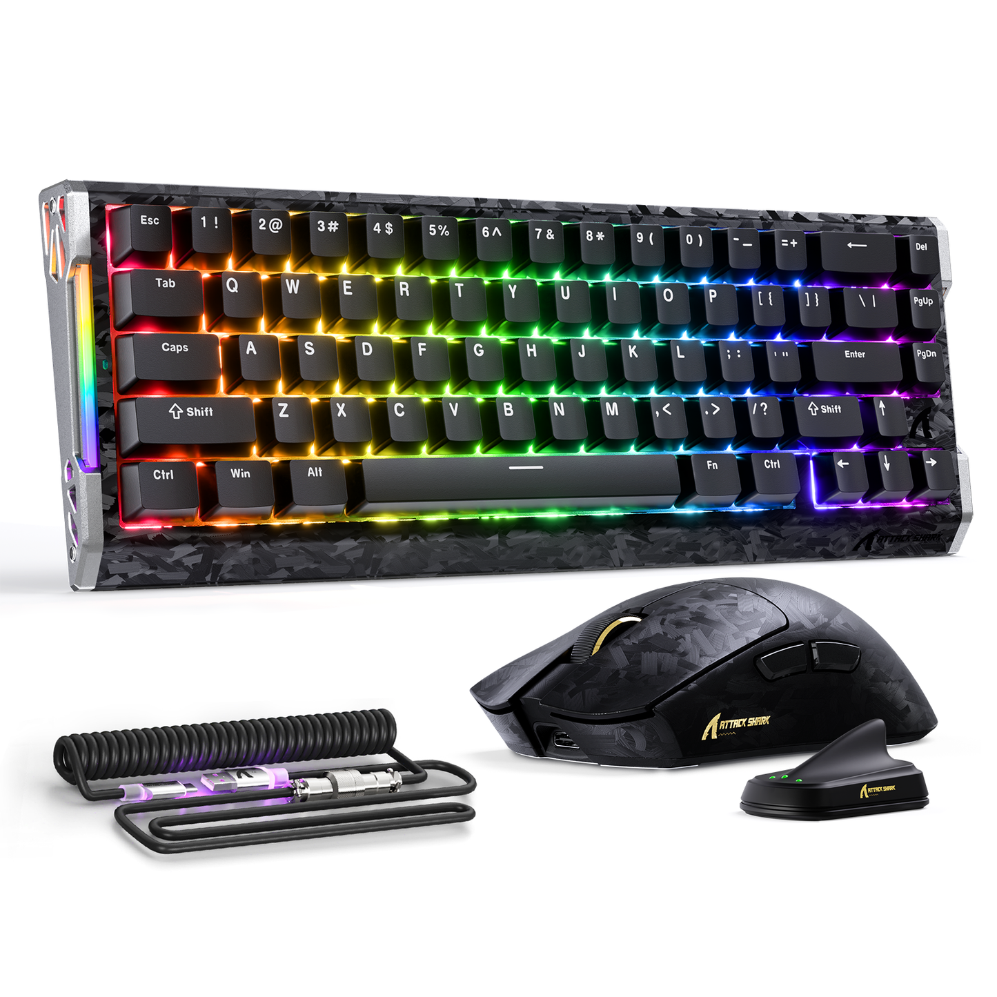 ATTACK SHARK R68 HE & X11 ULTRA Carbon Fiber Gaming Bundle With C01 ULTRA Coiled Cable
