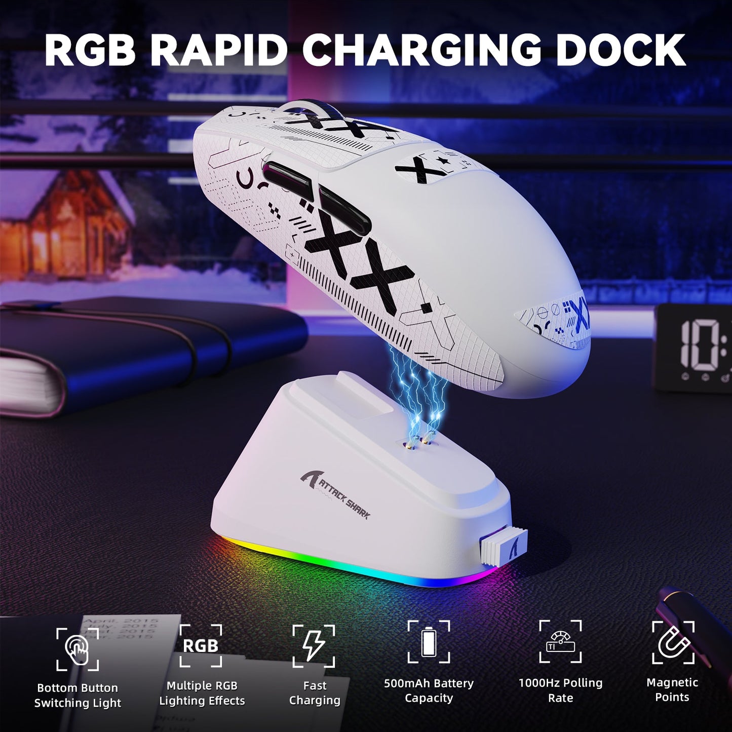 ATTACK SHARK G3 PRO Tri-mode Wireless Gaming Mouse with Charge Dock 25000 DPI Ultra Lightweight