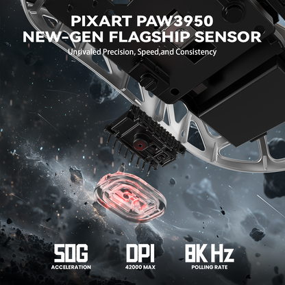 ATTACK SHARK R2 Magnesium Alloy PAW3950 Gaming Mouse 8K with Mouse Coiled Cable (Not Include the Charging Dock)