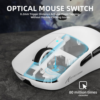 ATTACK SHARK R6 LIGHTSPEED Wireless Gaming Mouse with C06 Mouse Coiled Cable