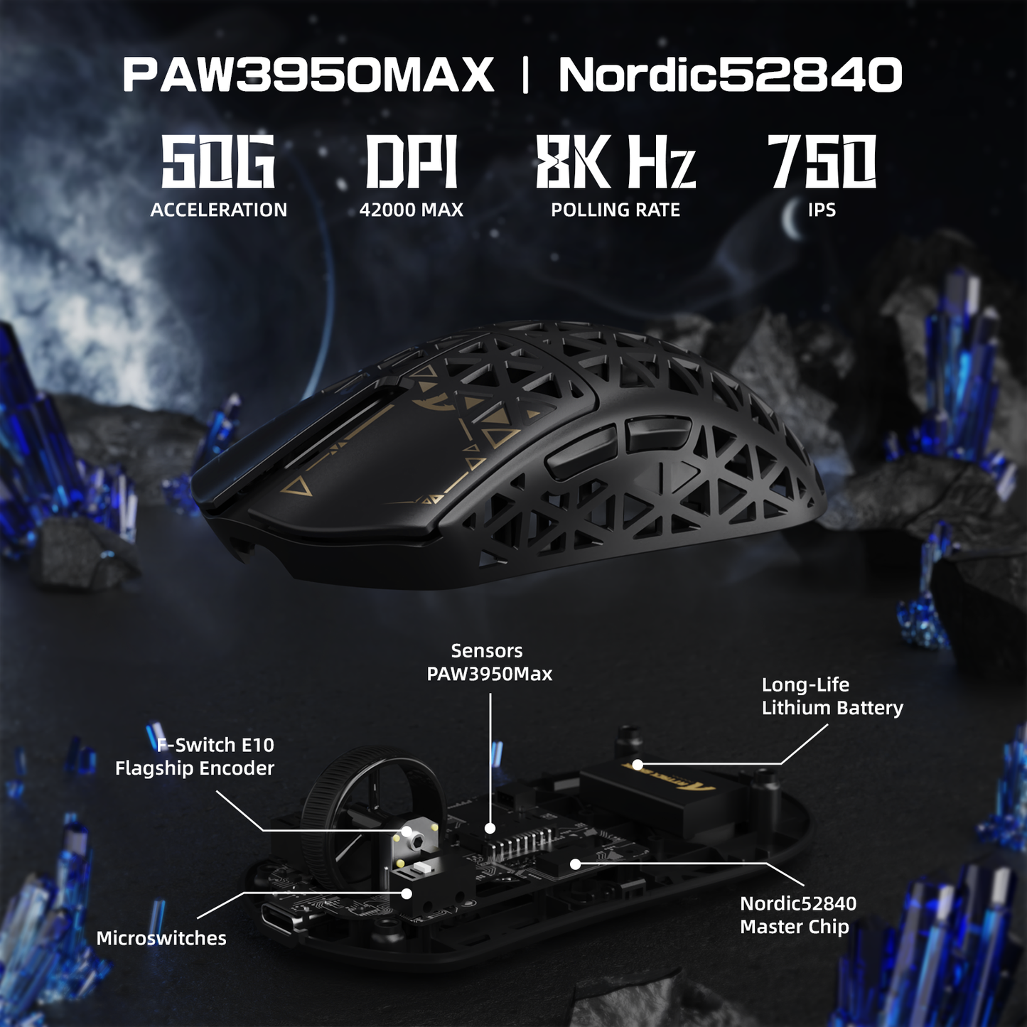 ATTACK SHARK R5 ULTRA Carbon Fiber Wireless 8K PAW3950MAX Gaming Mouse