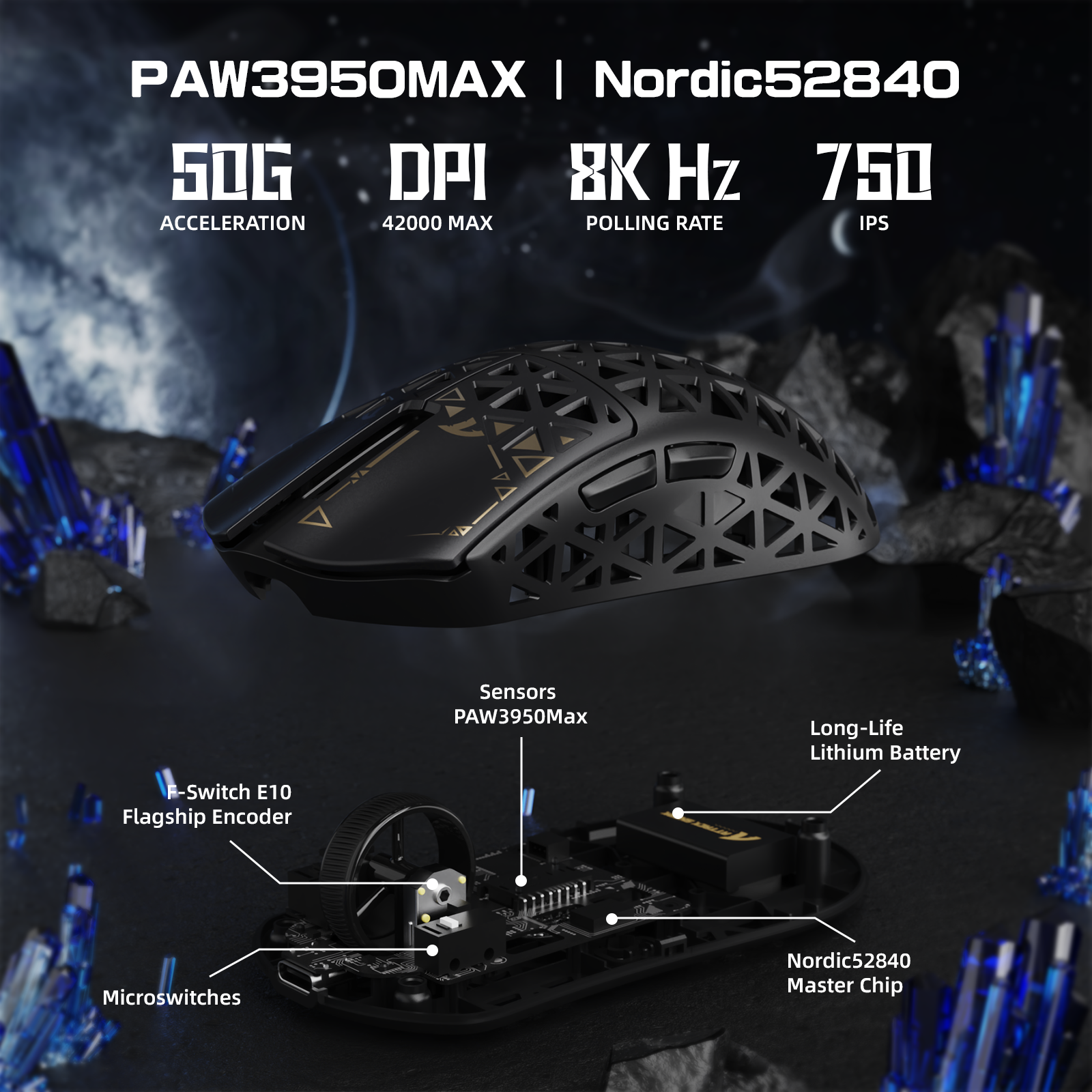 ATTACK SHARK R5 ULTRA Carbon Fiber Wireless 8K PAW3950MAX Gaming Mouse
