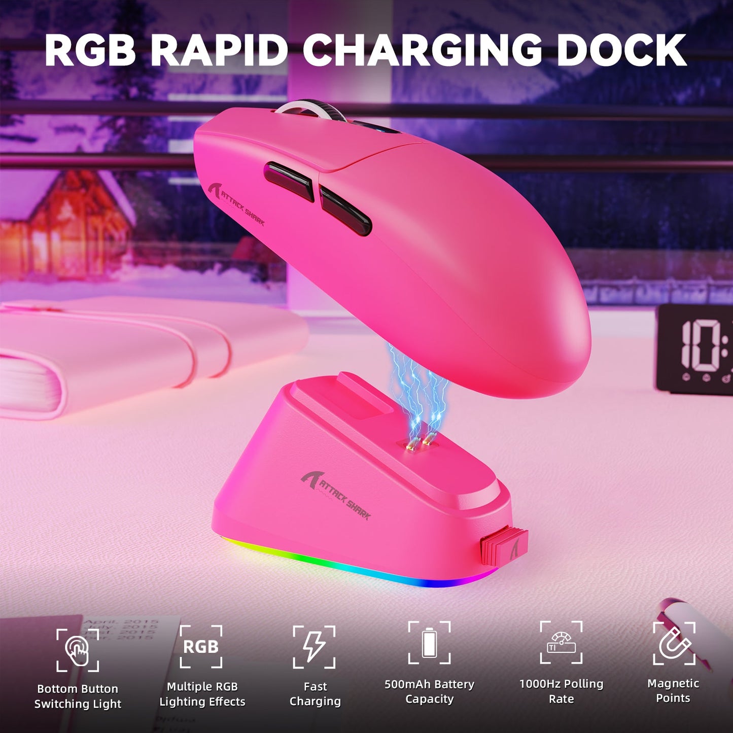 ATTACK SHARK G3 PRO Tri-mode Wireless Gaming Mouse with Charge Dock 25000 DPI Ultra Lightweight