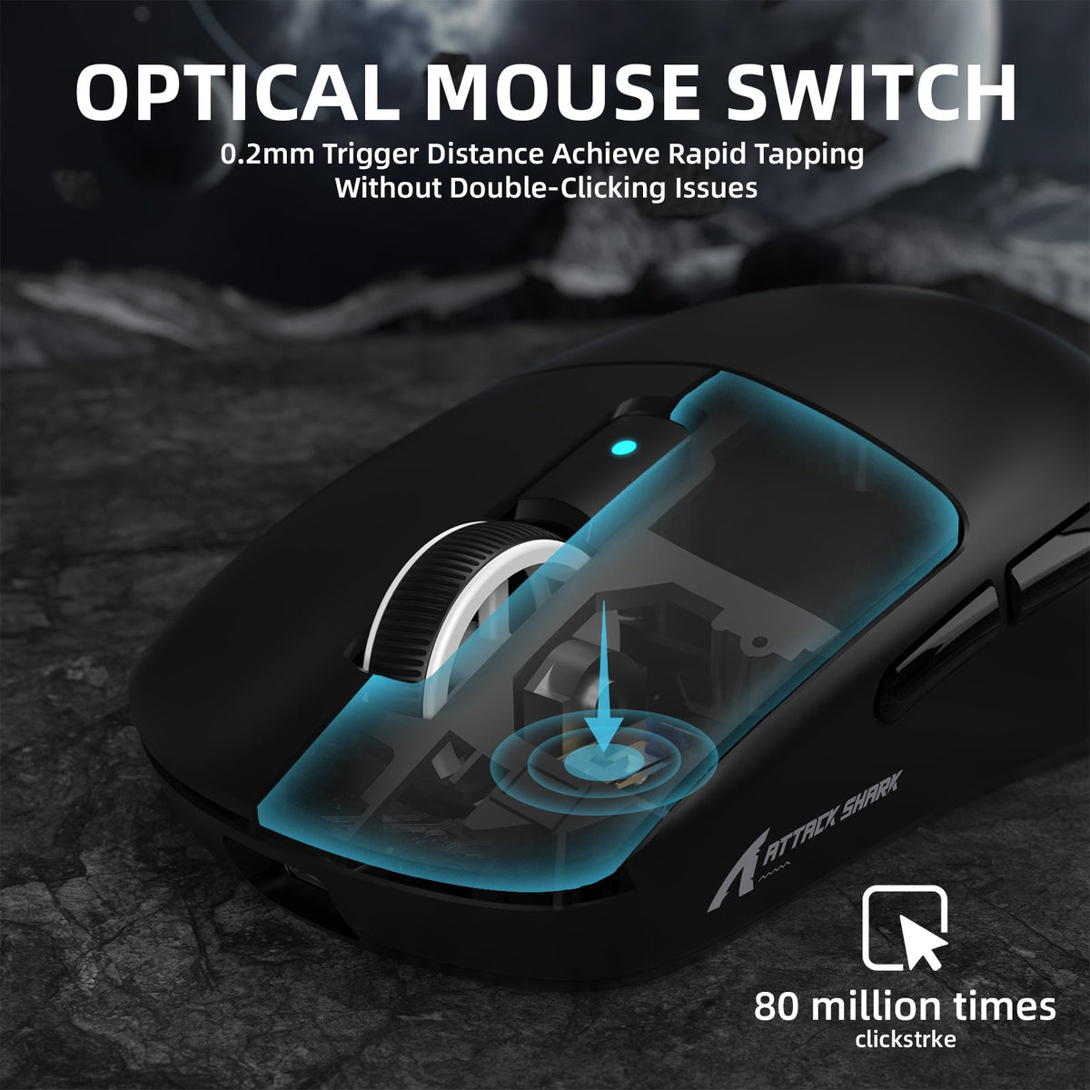 ATTACK SHARK R6 LIGHTSPEED Wireless Gaming Mouse with C06 Mouse Coiled Cable