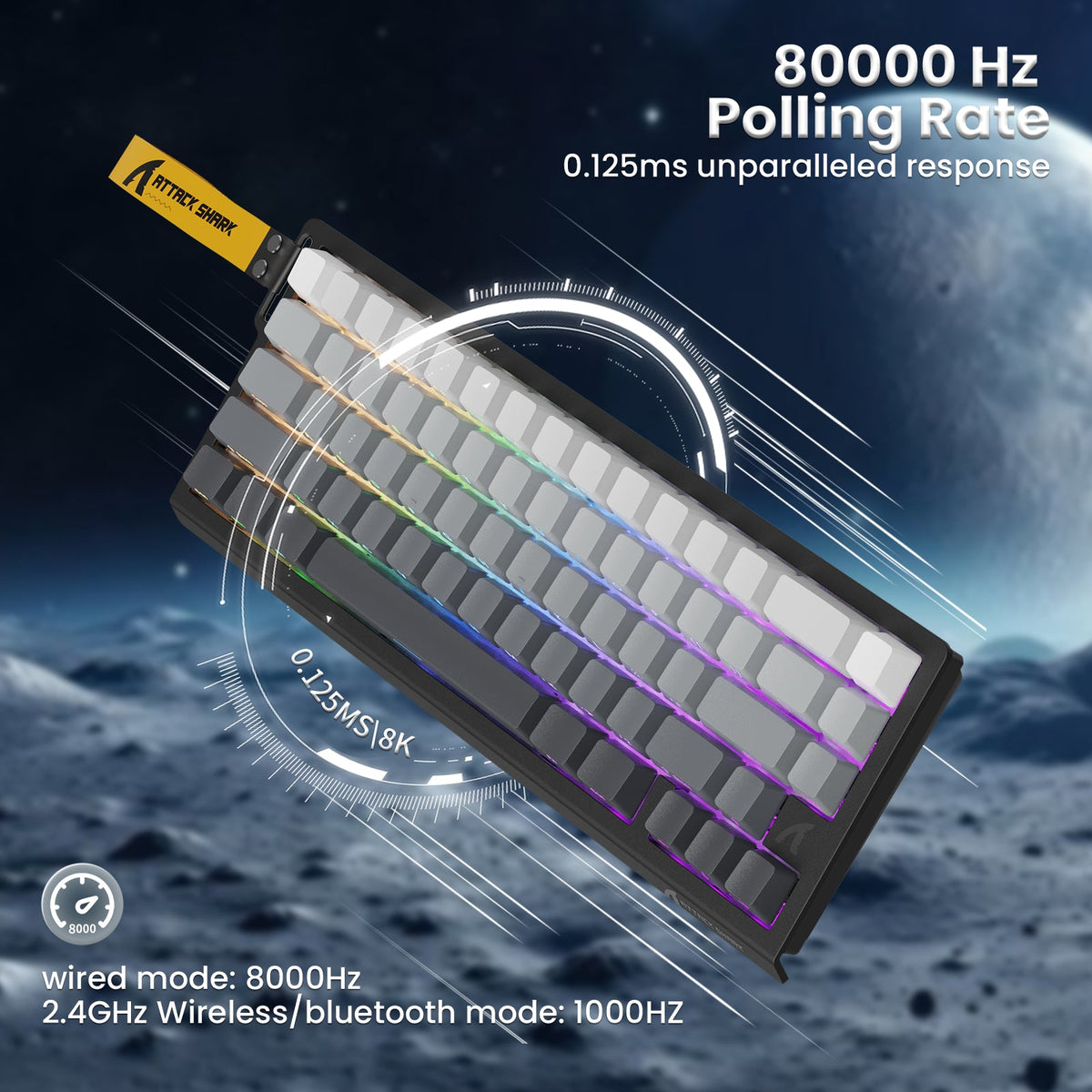 ATTACK SHARK X68PRO HE Wireless Rapid Trigger Keyboard With Coiled Cable