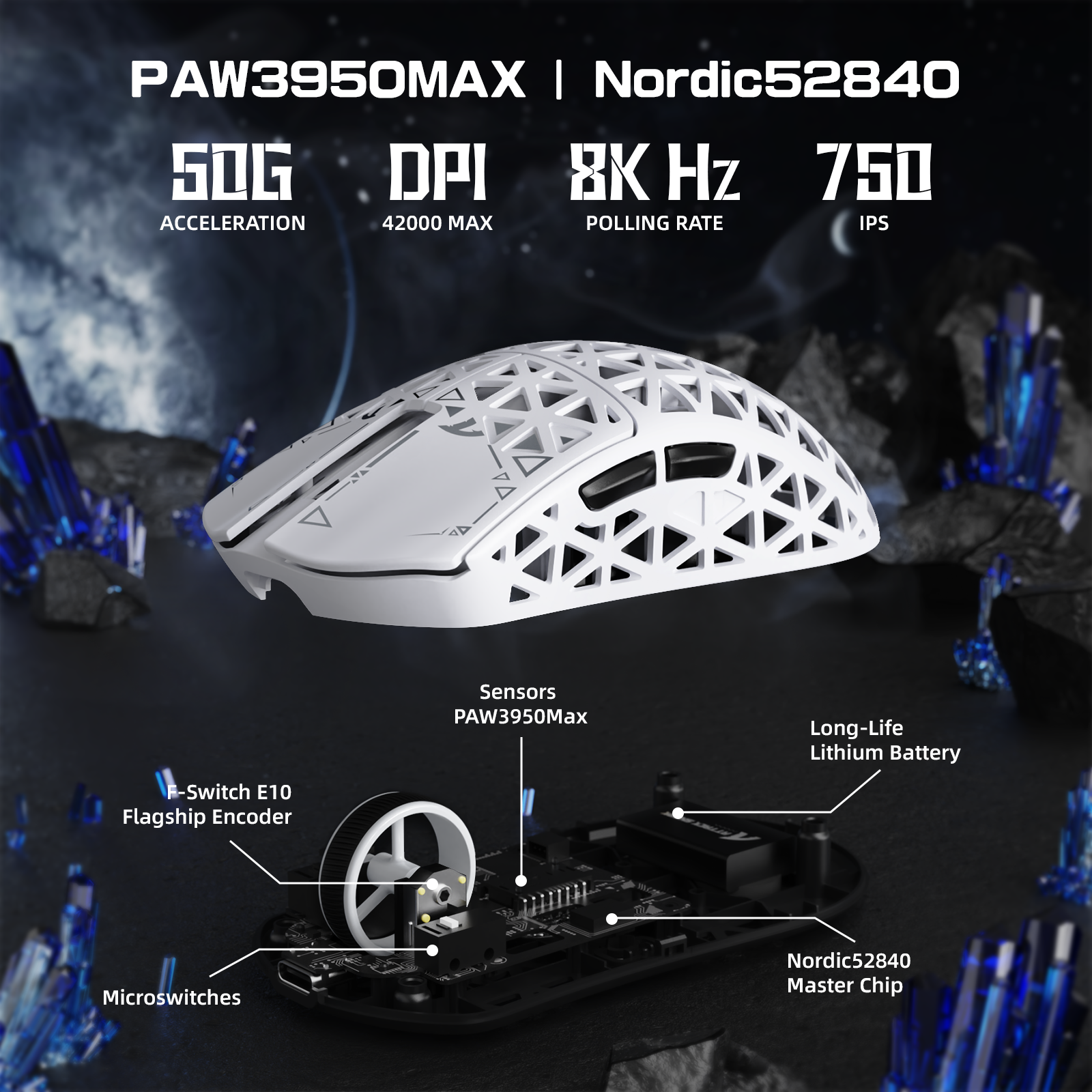 ATTACK SHARK R5 ULTRA Carbon Fiber Wireless 8K PAW3950MAX Gaming Mouse