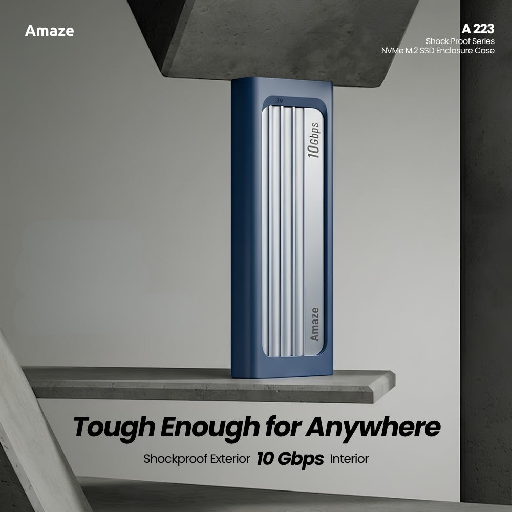 Shock Proof Series NVMe M.2 SSD Enclosure Case | A-223