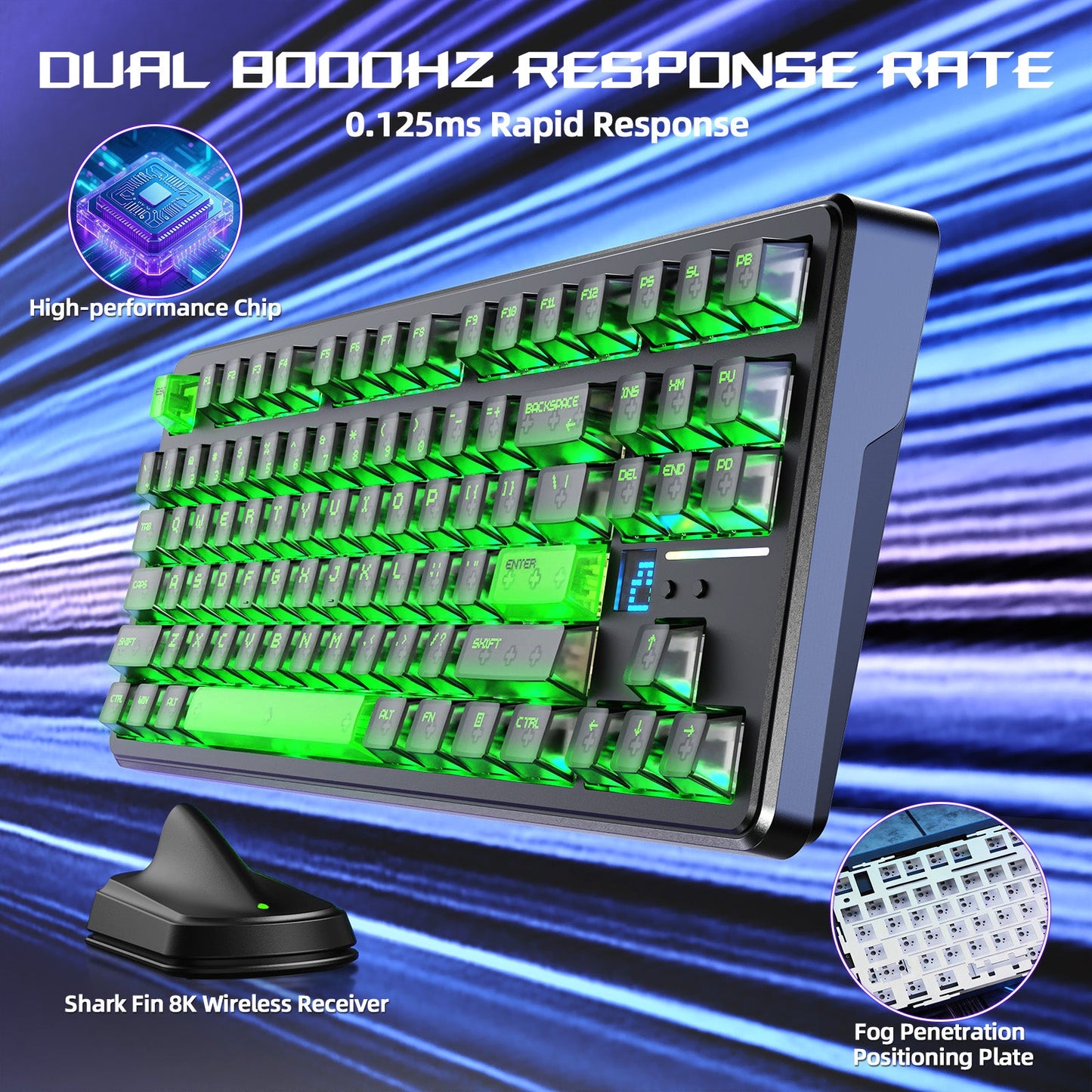 ATTACK SHARK X87 ULTRA Wireless Gaming Keyboard with 8KHz Receiver and RGB Coiled Cable