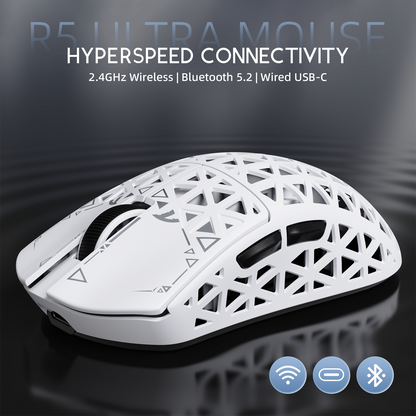 ATTACK SHARK R5 ULTRA Carbon Fiber Wireless 8K PAW3950MAX Gaming Mouse with 8K Coiled Cable
