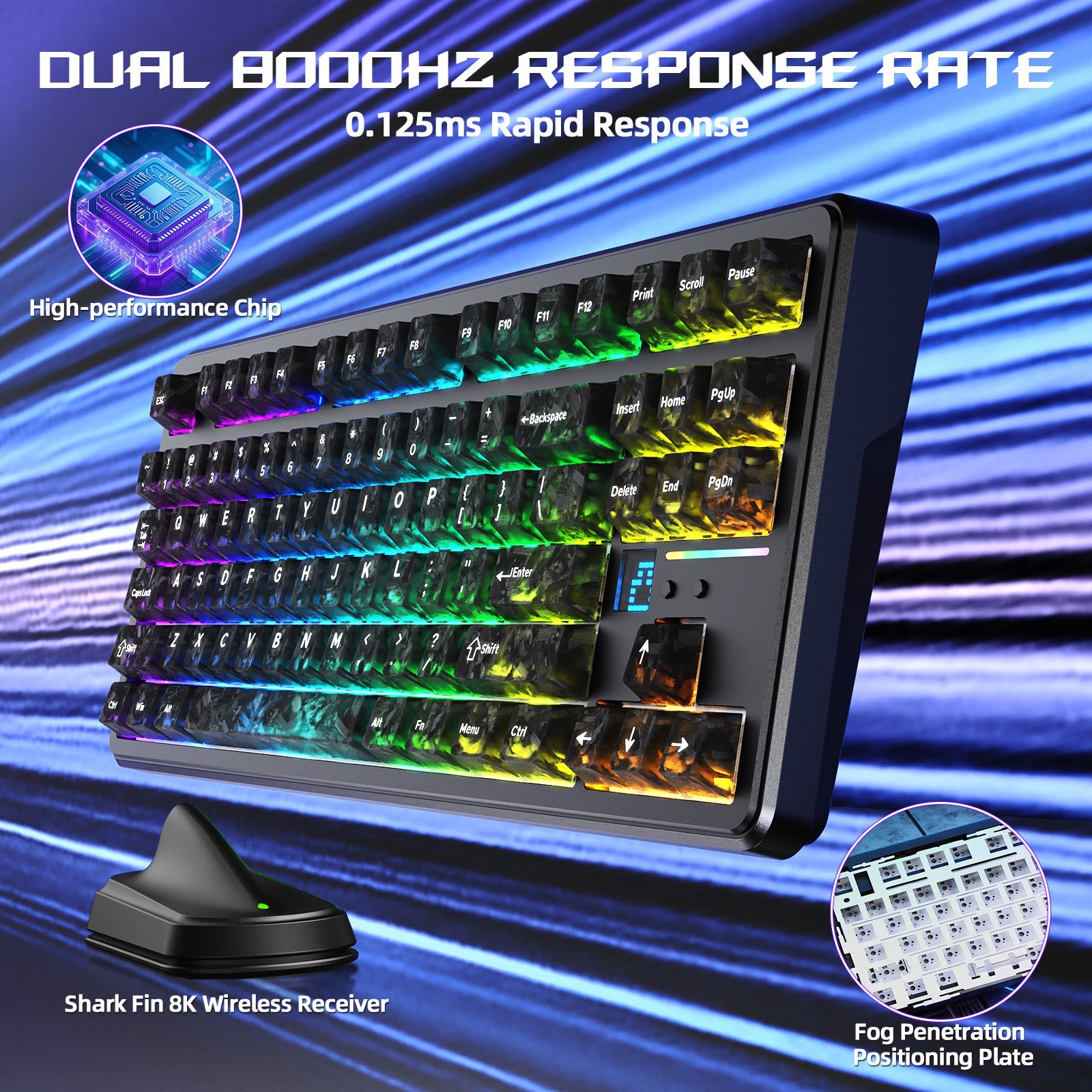 ATTACK SHARK X87 ULTRA Wireless Gaming Keyboard with 8KHz Receiver and RGB Coiled Cable