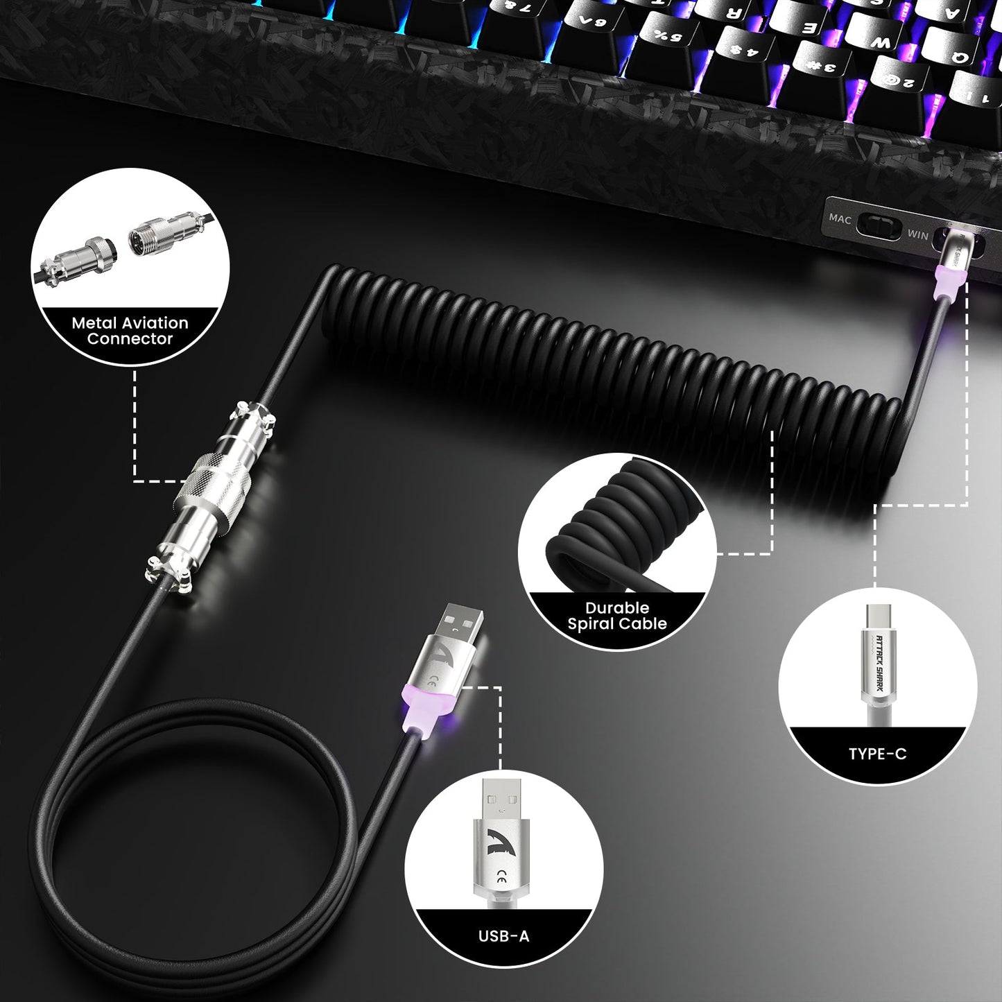 ATTACK SHARK R68 HE & X11 ULTRA Carbon Fiber Gaming Bundle With C01 ULTRA Coiled Cable