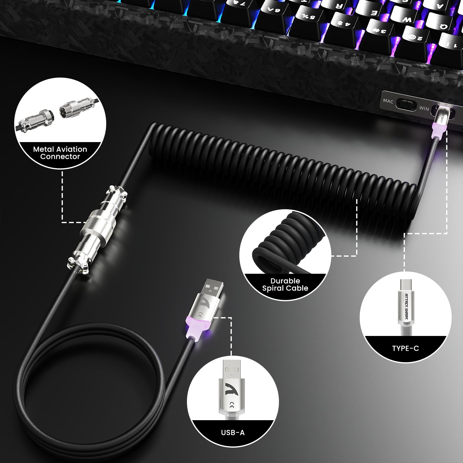 ATTACK SHARK R68 HE & X11 ULTRA Carbon Fiber Gaming Bundle With C01 ULTRA Coiled Cable