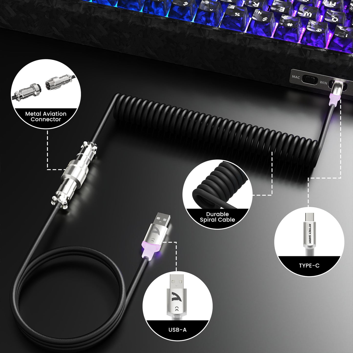 ATTACK SHARK R68 HE & X11 ULTRA Carbon Fiber Gaming Bundle With C01 ULTRA Coiled Cable