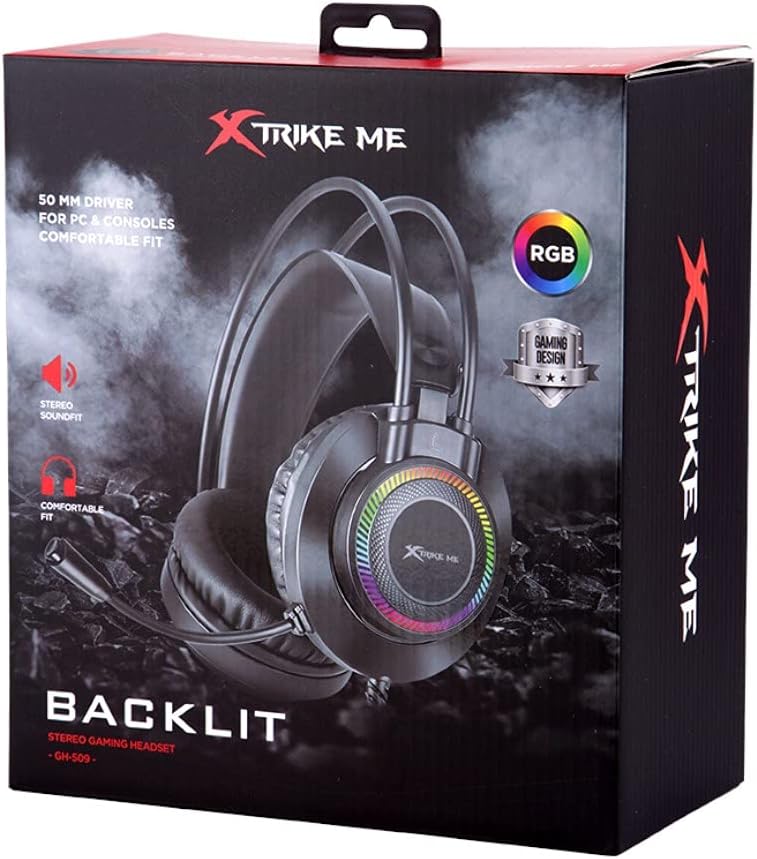 XTRIKE ME GH-509 WIRED STEREO GAMING HEADSET WITH MICROPHONE AND RGB BACKLIGHT BLACK