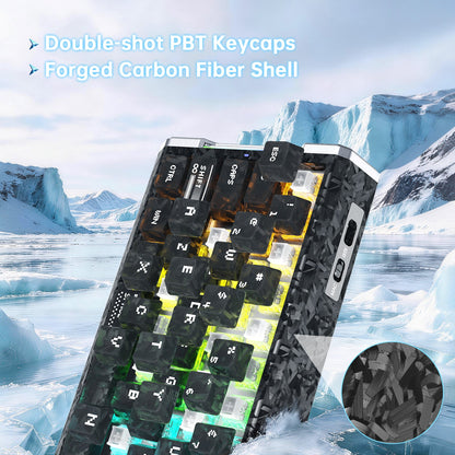 ATTACK SHARK R68 HE Carbon Fiber Wired Rapid Trigger Magnetic Switch Keyboard With C01 Ultra RGB Coiled Cable