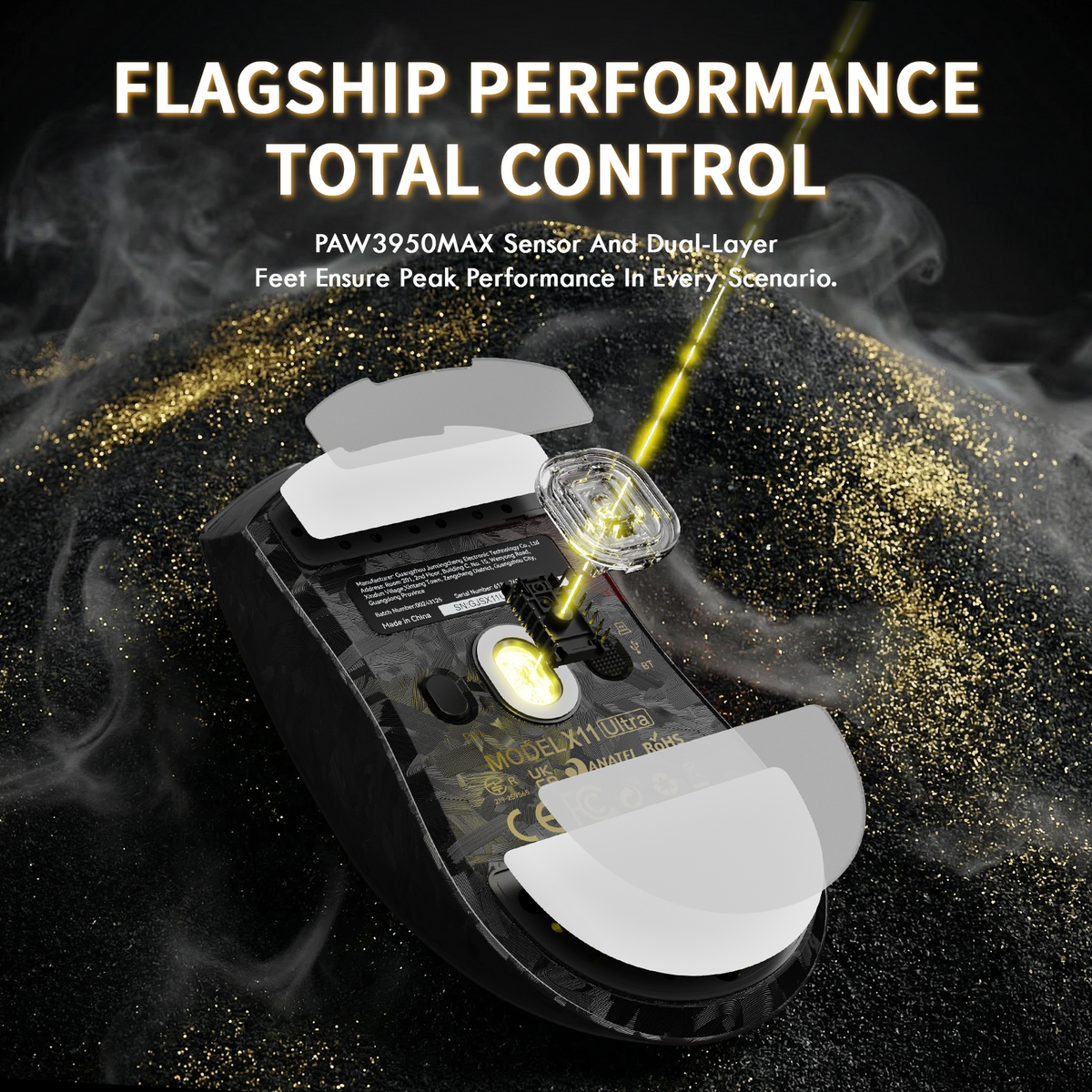 ATTACK SHARK X11 ULTRA Carbon Fiber Wireless Gaming Mouse With C06 Ultra LED Cable