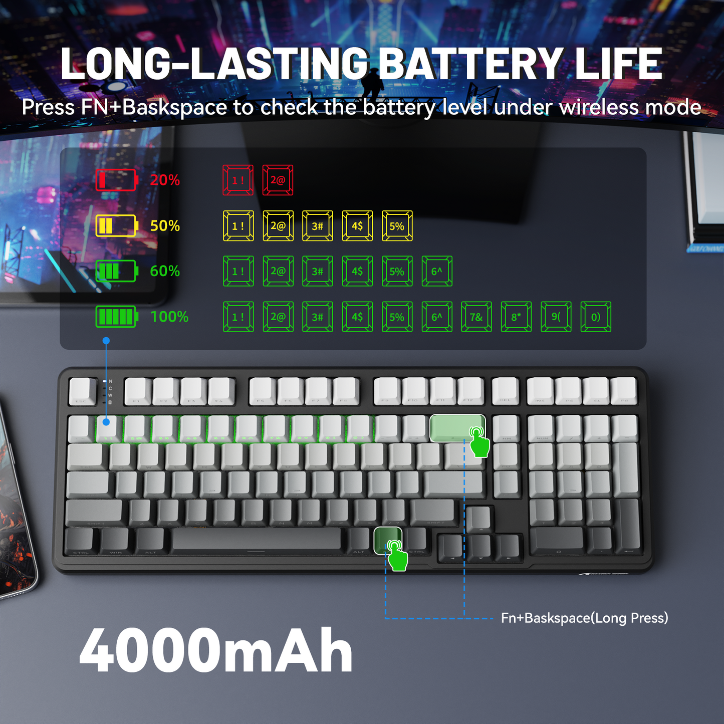 ATTACK SHARK X98 Full-size Wireless Mechanical Keyboard